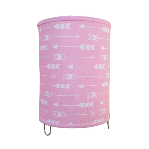 Velador tubo infantil 15x20cm tela nórdica flecha rosa